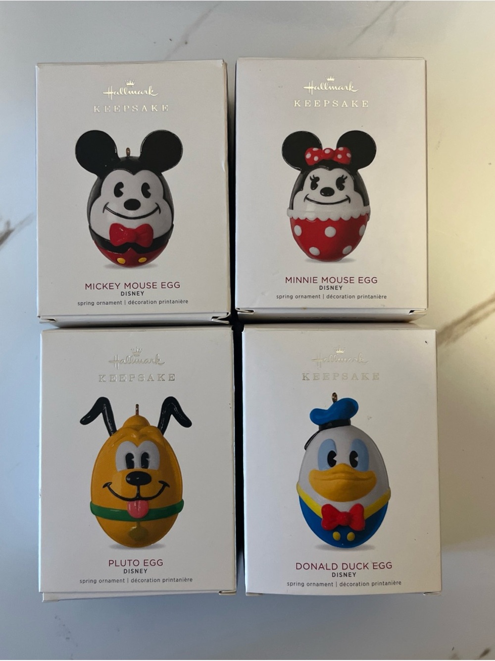 DISNEY SPRING HALLMARK KEEPSAKE ORNAMENTS - MICKEY,MINNIE,DONALD,PLUTO EGGS 2018